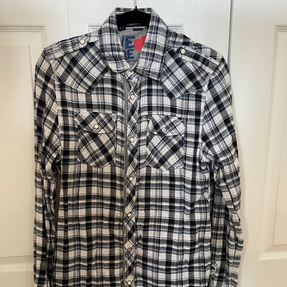 Buffalo Denim Co. Plaid Button Down 100% Cotton Mens Shirt